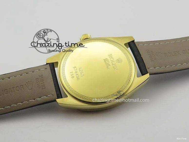 MiroTime 0114 Stylish Cellini Date YG White Stick Dial On Black Leather Strap A 3881